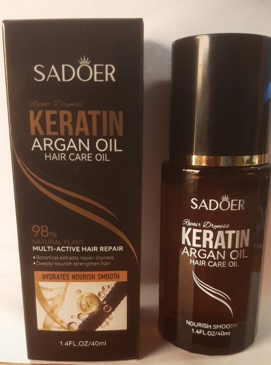 SADOER Keratin Argan Oil 40ml – gludi, spīdīgi un viegli savaldāmi mati jau pēc pirmās lietošanas